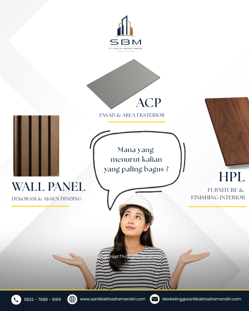 HPL, ACP dan Wall Panel: Perbedaan, Fungsi & Kegunaannya